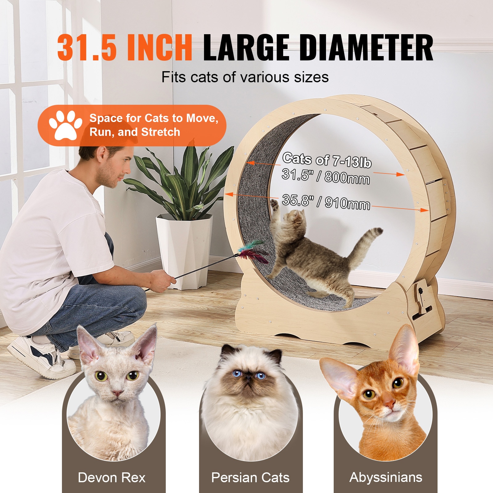Cat Exercise Wheel Large Cat Treadmill Wheel For Indoor Cats 35.8 Inch_voghion.com
